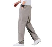NaraComfy Pants, Men's Casual Relaxed Fit Elastic Waist Straight-Leg Chino Pant, Pull On Work Travel Slacks (Light Gray,3XL)