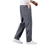 NaraComfy Pants, Men's Casual Relaxed Fit Elastic Waist Straight-Leg Chino Pant, Pull On Work Travel Slacks (Dark Gray,XXL)