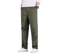 NaraComfy Pants, Men's Casual Relaxed Fit Elastic Waist Straight-Leg Chino Pant, Pull On Work Travel Slacks (Green,XXL)