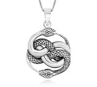 NARADA Jewelry 925 Sterling Silver Snake Serpent Infinity Ouroboros Pendant Necklace 18", Metal, not-applicable