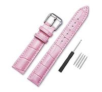 Narako Alligator Style Genuine Leather Watch Bands,Genuine Calf Leather Replacement Watch Strap with Stainless Metal Buckle Clasp 12mm, 14mm, 16mm, 18mm, 20mm, 22mm, 24mm for Men and Wome (12mm, Pink)