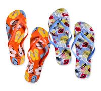 NARAMAKI® Women's Flip Flops 2 Pairs with Fruit and Summer Theme - Flip Flops Sea and Pool Adults - Summer Slippers, Orange, 7 UK