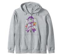 Narcissistic Abuse Awareness Month Purple Ribbon Survivor Zip Hoodie