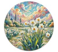 Narcissus 1000 Pieces Scenery Round Jigsaw Puzzles Challenging & Brainteasing Beautiful Decoration for Adults And Kids 1000pcs (67.5x67.5cm)