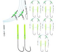 Narcissus 5PCS Sea Fishing Rigs, Pre-Tied Flapper with Size 1/0 & 2/0 Hooks, Anti-Tangle Snap, 1-3 Hooks, Gaps (45cm, 52cm, 80cm), Ready for Beach Fishing (5pcs- 2 hooks- size 1-52cm gap)