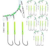 Narcissus 5PCS Sea Fishing Rigs, Pre-Tied Flapper with Size 1/0 & 2/0 Hooks, Anti-Tangle Snap, 1-3 Hooks, Gaps (45cm, 52cm, 80cm), Ready for Beach Fishing (5pcs- 3 hooks- size 2/0-45cm gap)