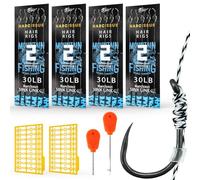 Narcissus Carp Fishing Hair Rigs - 20Pcs Carp Fishing Equipment, 24cm Braided Line Bait Rigs with Hooks and Boilie Stops