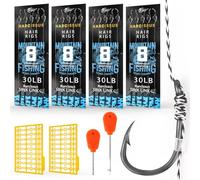 Narcissus Carp Fishing Hair Rigs - 20Pcs Carp Fishing Equipment, 24cm Braided Line Bait Rigs with Hooks and Boilie Stops