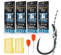 Narcissus Carp Fishing Hair Rigs - 20Pcs Carp Fishing Equipment, 24cm Braided Line Bait Rigs with Hooks and Boilie Stops