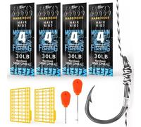 Narcissus Carp Fishing Hair Rigs - 20Pcs Carp Fishing Equipment, 24cm Braided Line Bait Rigs with Hooks and Boilie Stops