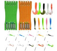 Narcissus Drop Shot Rig Kit with Soft Plastic Baits - 10 Pre-Tied Rigs with Wacky Hooks & Sinkers, 10 Lures Included - Swimbaits & Grubs for Bass, Perch, Trout Fishing (Hook Size 1#-Weight 1/4 oz)
