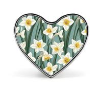 Narcissus Flowers Brooch Pins Heart Badge Button Tie Lapel Backpack Pin Decoration for Women Men