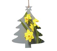 Narcissus Flowers -Print Christmas Wooden Ornaments 2PCS- Handmade Eco-Friendly Hanging Decor For Tree Gifts Holiday Festivities.