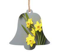 Narcissus Flowers -Print Christmas Wooden Ornaments 2PCS- Handmade Eco-Friendly Hanging Decor For Tree Gifts Holiday Festivities.