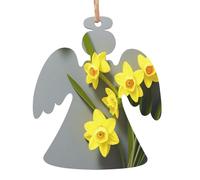 Narcissus Flowers -Print Christmas Wooden Ornaments 2PCS- Handmade Eco-Friendly Hanging Decor For Tree Gifts Holiday Festivities.