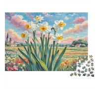 Narcissus Puzzle for Adults 1000 Pc Jigsaw Puzzle Recycled Paper Daffodils in A Vibrant Scenic Landscape Fun Present & Activity for Home Family Game Gift 52x38cm/1000pcs