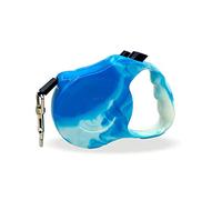 NarcNton Pet Leash, Pet Dog Automatic Retractable Leash, Bone Print Dog Walking Leash, 5 Meters Long Leash Ink Blue