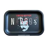 NARCOS Metal Retro Rolling Tray - Black, Small or Medium (Medium)
