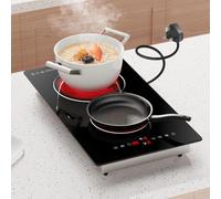 Nardea 2 Zone Ceramic Hob, 30cm Built-In Electric Ceramic Hob with Plug-In Design, Infrared Cooktop with 9 Power Levels, Ultra-Thin 2 Burner Hob for All Cookware