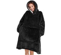 Narecte Blanket Hoodie Women & Men,Premium Sherpa Fleece Oversized Hoodie Blanket with Giant Pocket for Women,Super Cozy and Big Wearable Blanket Hoodie Sweatshirt Gift Black