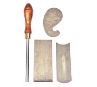 Narex 4-Piece Cabinet Scraper Set with Burnisher - Flat, Gooseneck and Curved Card Scrapers