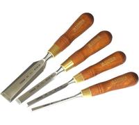 Narex Premium Bevel Edge Chisel Set with Stained Hornbeam Wood Handles, Set of 4 pcs