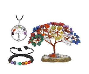 NARIBABU Chakra Crystal Tree - Chakra Crystals - Housewarming Gifts For Women - Crystal Bonsai Tree - Stones And Crystals - Money Tree Feng Shui - Office Desk Decor - Gemstone Tree