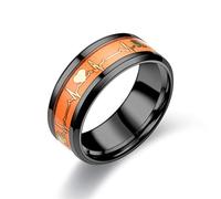 Narica Men's Women's Stainless Steel Dark Luminous Glowing Silver/Black Band 8mm Width Engagement Promise Wedding Ring Glow in The Dark 7-12#, Metal, No Gemstone