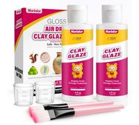 Nariolar Air Dry Clay Glaze - 4fl oz/120mlx2 Clay Varnish Gloss with Measuring Cup & Brush, Scratch Resistant, Waterproof, Prevents Cracking, High-Gloss Finish for Pottery & Craft Projects