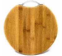 NARMA® Round Woden Multipurpose Natural Bamboo Chopping Board with Handle for Kitchen Cutting Meat Veggie Cheese Bread eco-Friendly, Easy Grip for Chef Tray (34 CM)