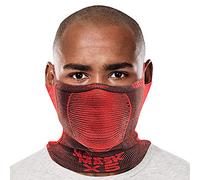 Naroo X5-2-in-1 Reversible Neck Gaiter with Breathable holes and Ear Loops for Winter Running Skiing Snowboarding Biking (Black-Red)