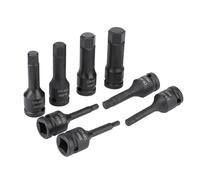 Naroote 1/2" Drive 8Pcs Air Allen Hex Key Bit Socket Set Strong Reliable Tool for Automotive Maintenance with Plastic Case for Easy Transportation for Mechanics