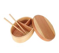 Naroote 1 Layer Box, Wooden Lunch Box for Students Office Workers with Strap Chopsticks Sub Grid Design, Food Container for Sushi Vegetables Rice Storage