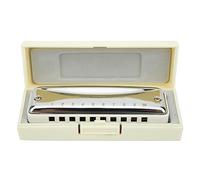 Naroote 10-Hole Harmonica Blues Portable Musical Instrument for Beginners and Professionals in Db Key, Stainless Steel Cover, Suitable for Travel (White)