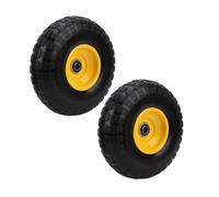 Naroote 10 Inch Solid Rubber Tires, 2.2 Inch Offset Wheel Hub with Serrated Tread Double Sealed Bearing, with 5/8 Axle Bore, Ideal for Wheelbarrow, Dolly, Hand Truck & Trailer