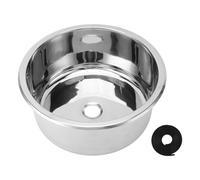 Naroote 12 Inch Single Bowl Bar Sink, 304 Stainless Steel Round Kitchen Sink, Mirror Polished, Embedded Installation with 40mm Drain Hole 10L for Boat Caravan RV Motorhome