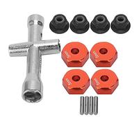 Naroote 12mm Aluminum Wheel Hex Adapter Set Durable for 1/10 RC Car, NonSlip Nut Bolt Cross Wrench Kit,Portable Accessory (Red)