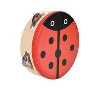 Naroote 15cm Wooden Handheld Tambourine Toy Musical Percussion Instrument for Singing and Dancing Colorful Patterns for Kids and Adults (Beetle)