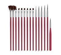 Naroote 15pcs Nail Art Brush Set, Professional Nail Brushes with Advanced Nylon Fiber, Transparent Tube Design Brush Set, Ideal for Gel French Nails & Art Design Painting (Rose red)