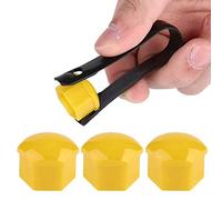 Naroote 17mm Nut Car Wheel Anti-theft Cover Cap Set for 20pcs Auto Hub Screws Protective Black Gray Red Yellow Blue Green Purple for 17mm Wheel Screws Nylon PA66 Material for Car Rim (Yellow)