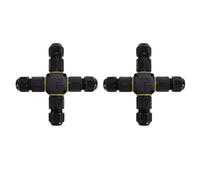 Naroote 2 Pcs X Shape 3 Way Junction Box, 6-11mm Electrical Cable Connector with IP68 Water Proof, V0 Flame Retardancy & Easy Installation for Led Billboards, Tunnel Lighting
