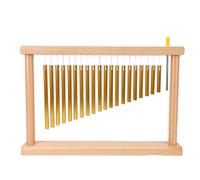 Naroote 20 Note Chime Desktop Wind Chime with Beech Wood Base and Aluminum Bars 39 X 6.5 X 26 Cm Single Row Percussion Instrument for Meditation Yoga Classroom Music