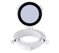 Naroote 215mm Round Porthole Durable Ventilation Window for Yacht RV Boat Portlight 4mm Tempered Glass White ABS