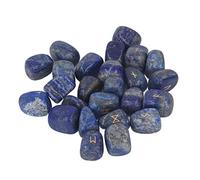 Naroote 25Pcs Engraved Elder Alphabet Crystal Rune Stones for Divination Meditation, Peaceful Mind Lettering Stones for PCoket (Lapis Lazuli)