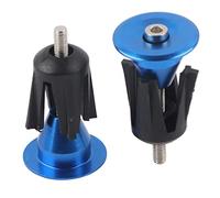 Naroote 2PCS Bike Handlebar End Cap, Aluminum Alloy Bicycle Handlebar Plug, Plastic Protector with Anti Slip Design, Ideal for Mountain, Road & Folding Bikes, 17mm (Blue)