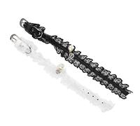 Naroote 2PCS Lace Pet Collar for Small Cats Dogs Elegant Decoration for Weddings Festivals Black White