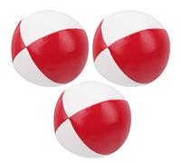 Naroote 3 Pcs PU Leather Juggling Balls, 2.5in Soft Practice Balls, 9.6oz Juggling for Beginners & Pros, Indoor & Outdoor Entertainment (Red and White)