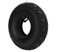 4.10/3.50-4 Inner Tyre & Outer Tyre Wheelbarrow Inner Tube Thick Heavy Duty Shock Absorption High Load 10 Inch Tire and Tube with Bent Valve for Lawn Mowers, Hand Trucks