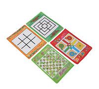 Naroote 4 in 1 Kid Chess Set, Soft Foldable Portable Board Game with Snake Ladder, Ludo, Nine Men Morris, Ideal for Family, Indoor, Outdoor, Travel, Kids Age 3+