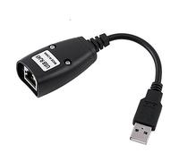 Naroote 4 Ports USB 2.0 RJ45 Extension Adapter Powered Network Hub for USB Devices Up to 50M, Black, Includes 1 RJ45 Male and 1 4 Female